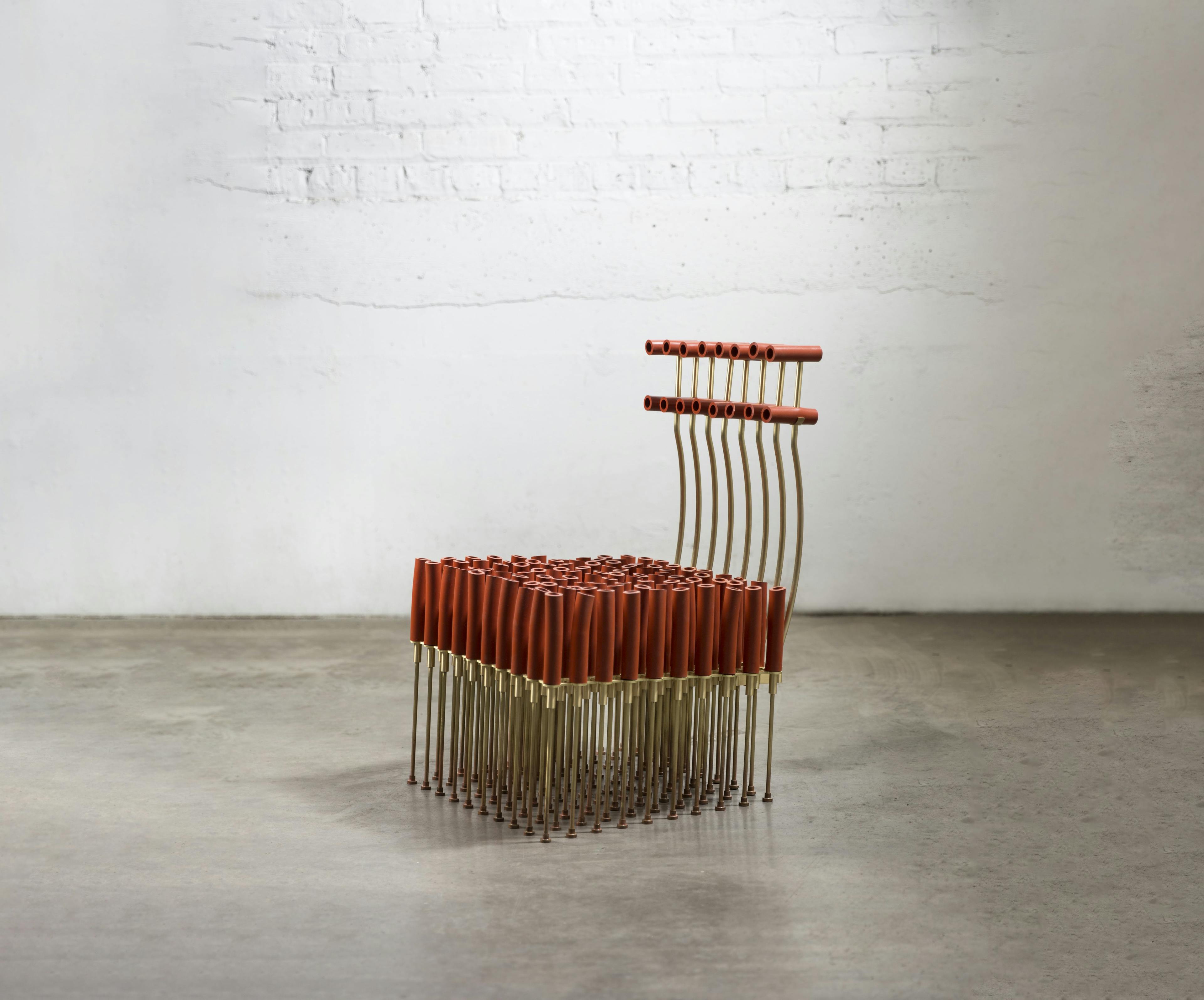 Chair with Tubes and Brass by Gentner Design