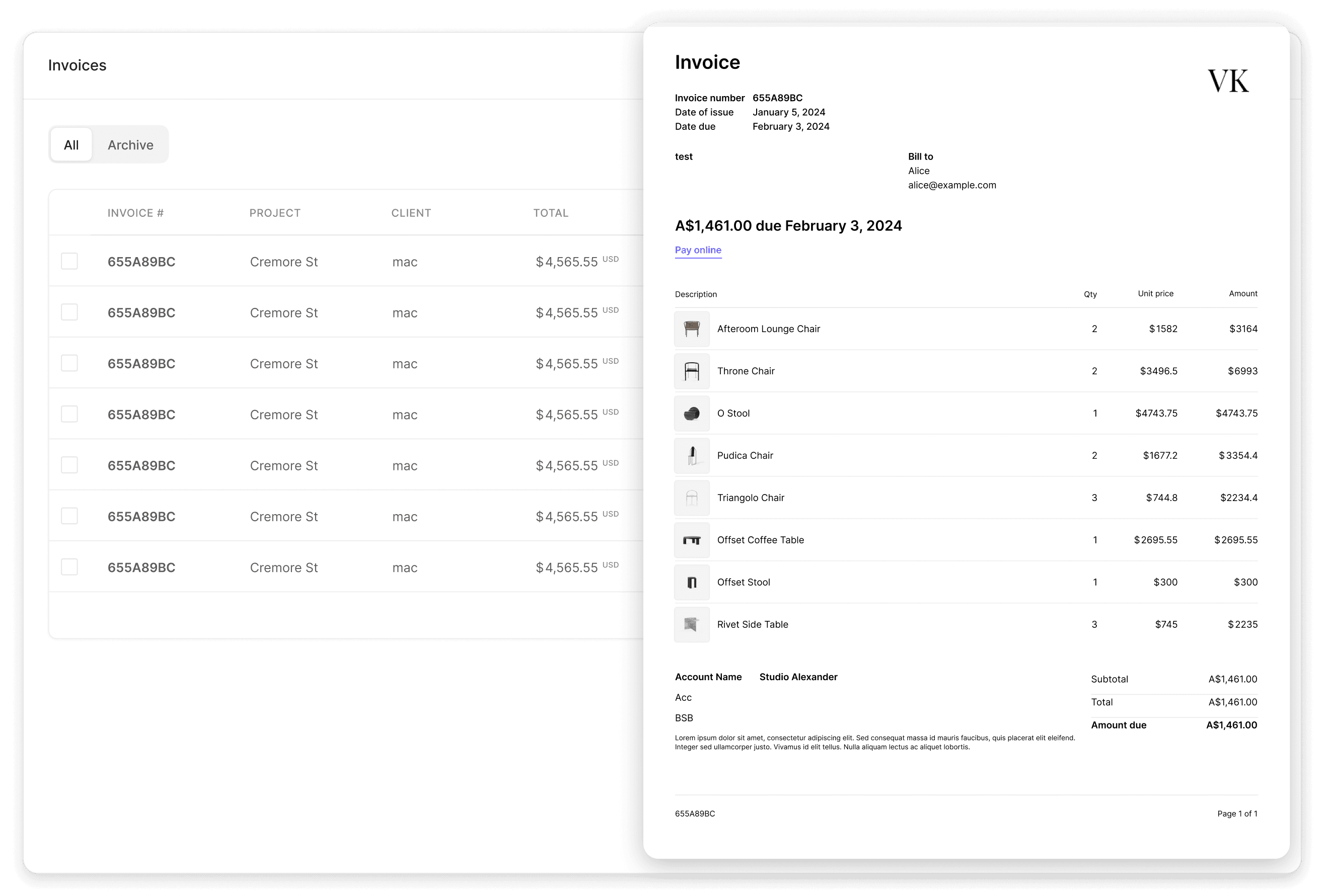 Invoicing For Interior Designers